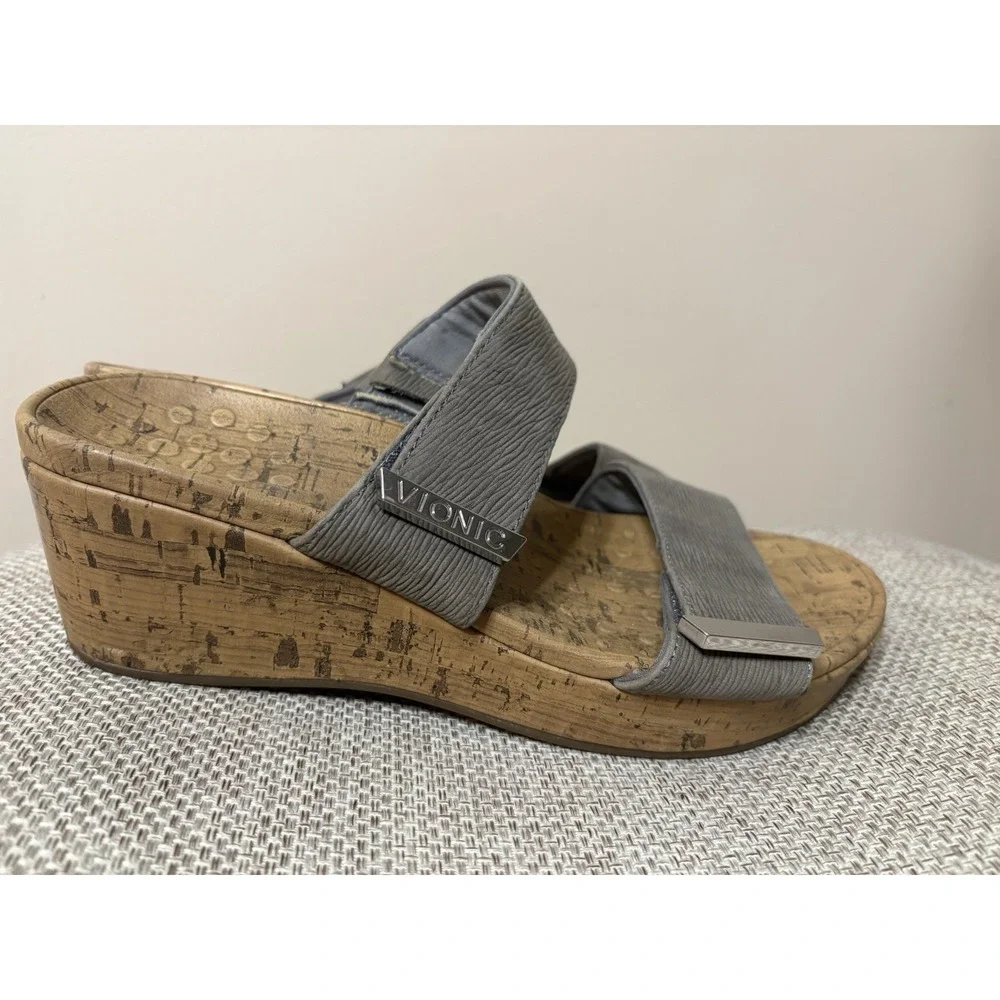 Vionic Pepper Ruched Wedges Adjustable Orthopedic‎ Sandals Strappy Womens 8